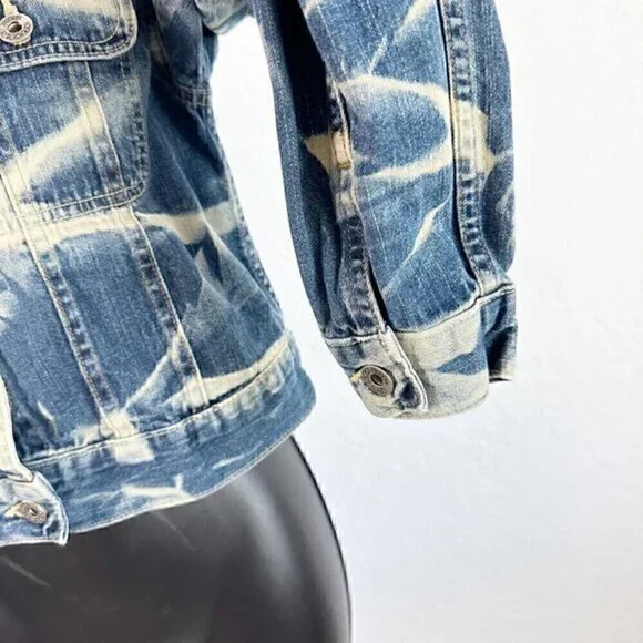 Silver Jeans Button Front Acid Wash Denim Jean Jacket Blue Size Extra Small - Picture 4 of 11